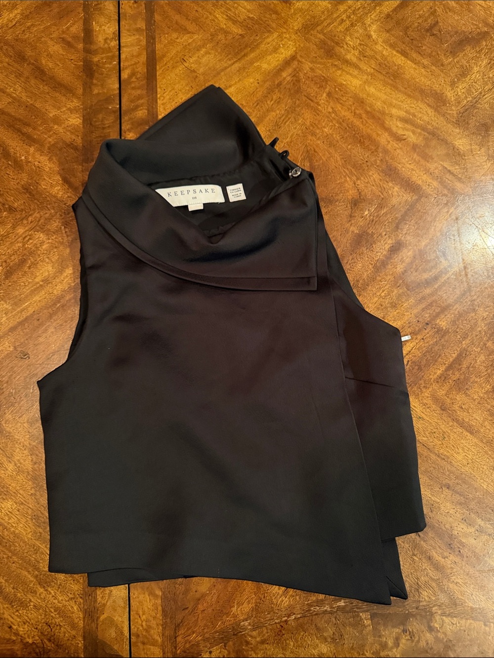 Keepsake Black Asymmetric Mock Neck Crop Top